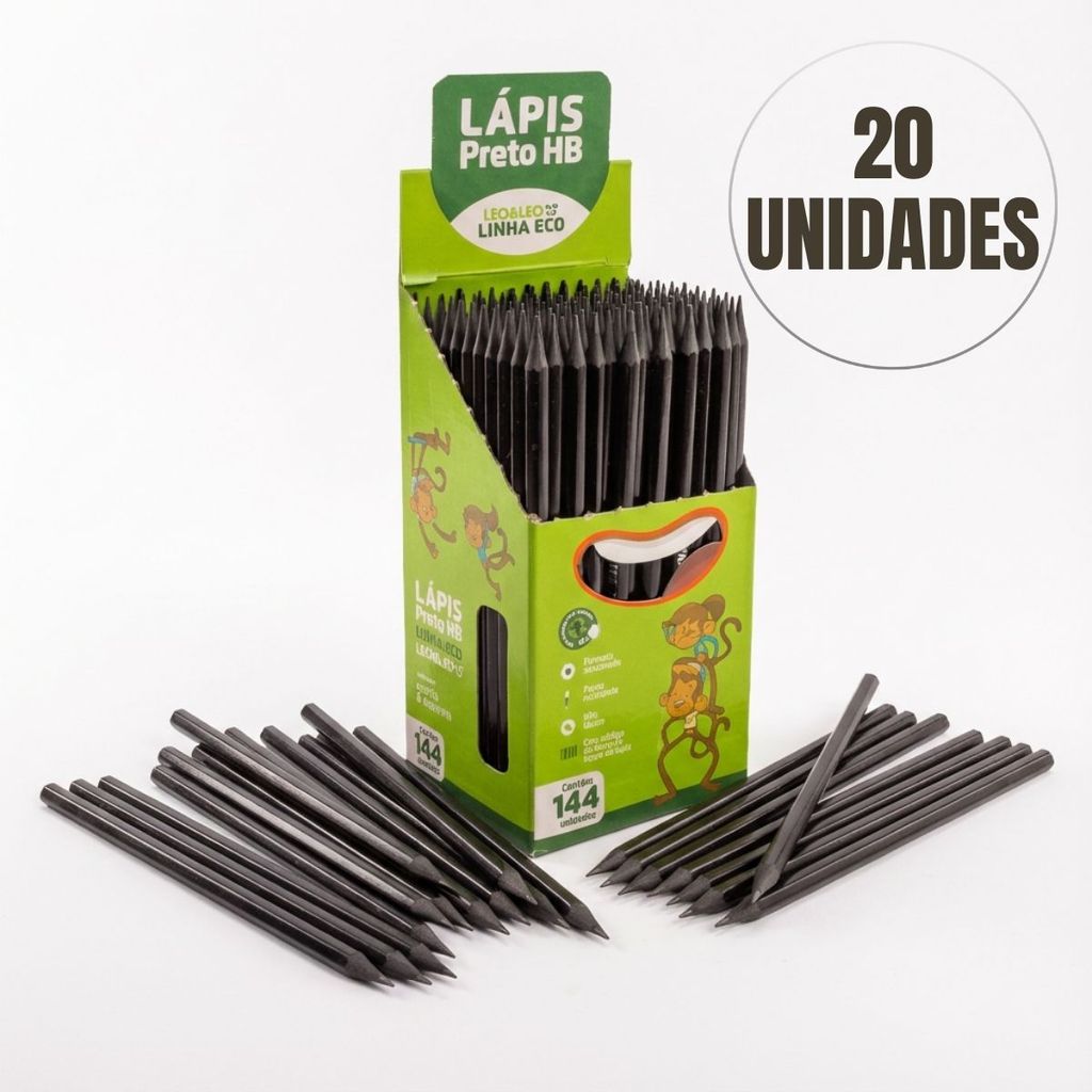 Lapis Preto De Escrever HB 20 Unidades Escritorio Escolar Kit Leo&leo