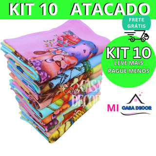 Kit 10 Pano De Prato Cobre Tudo Colorido Gigante, Tampa Fogão Encopa
