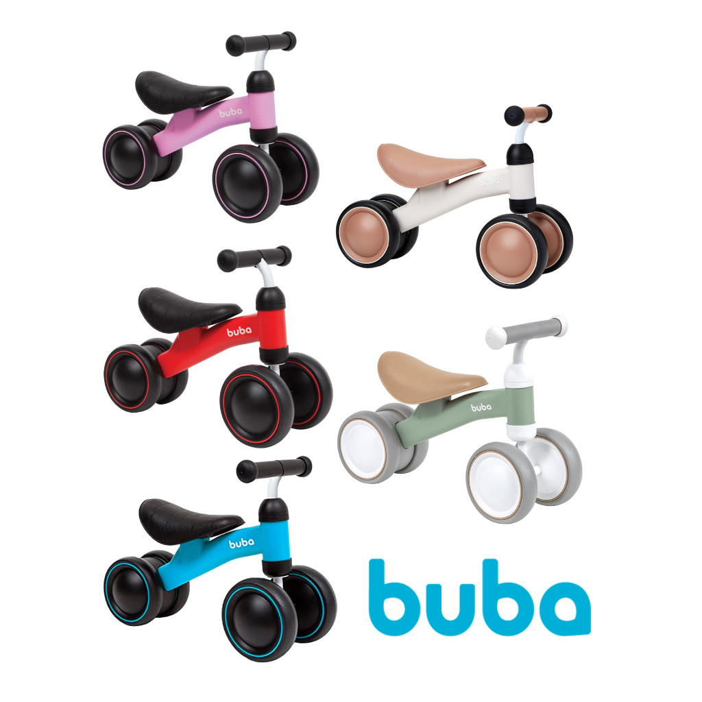 Bicicleta Buba de Equilíbrio 4 rodas para Bebês sem Pedal + 12 Meses Coordenação Motora  - Buba