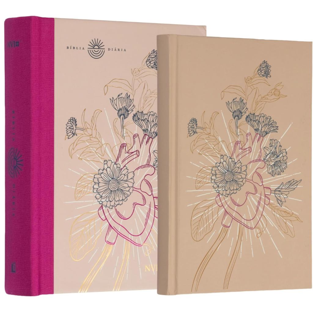 Bíblia Diária NVI | Leitura Perfeita | Capa Dura Tecido | Coração Florido em Oferta na Shopee