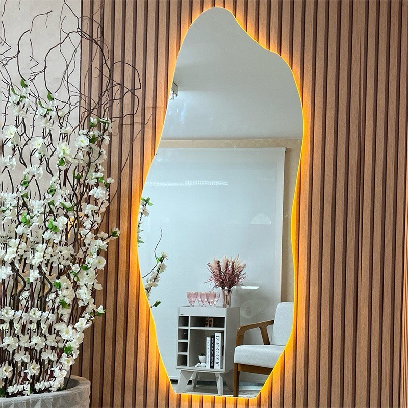 Espelho Organico Com Led Espelho Para Sala Quarto Espelho Decorativo Espelho Comprido -Br