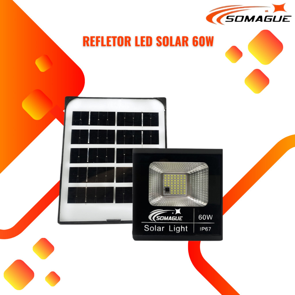 Refletor Led Solar 60w Holofote Prova D'água Ip67 Branco Frio em Oferta na Shopee