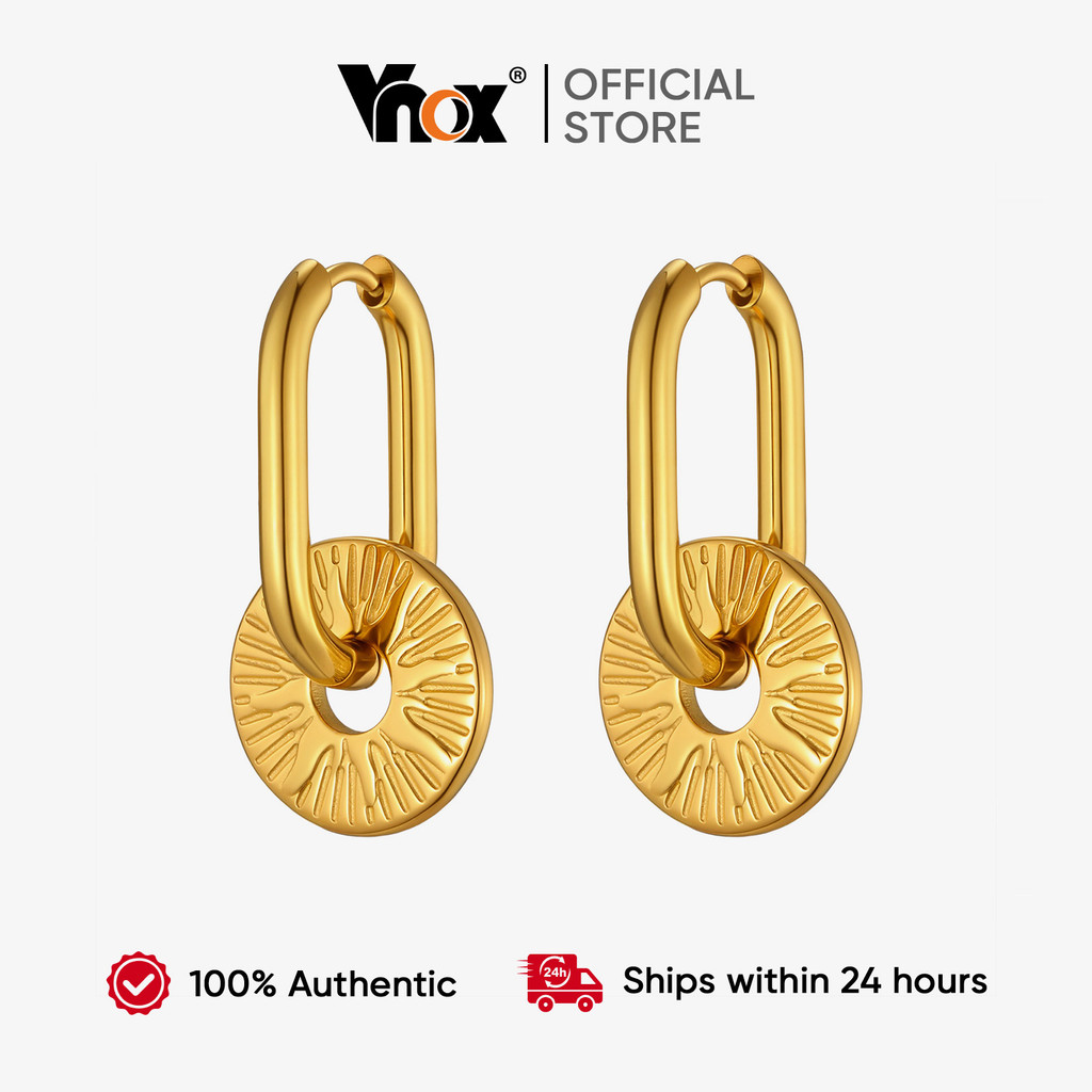 Brincos De Argola Sunburst Dourados De Aço Inoxidável Vnox , Circulares Radiantes Para Mulheres , Presente De Joias Da M em Oferta na Shopee