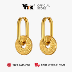 Brincos De Argola Sunburst Dourados De Aço Inoxidável Vnox , Circulares Radiantes Para Mulheres , Presente De Joias Da M