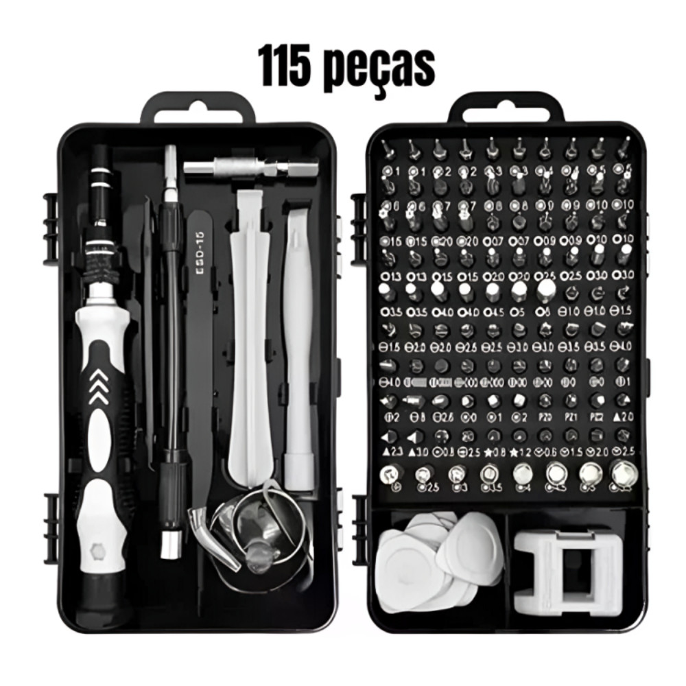 Jogo Chaves De Fenda Precisão 115 Peças | Kit Ferramentas Manutenção Celular Tablet Reparação