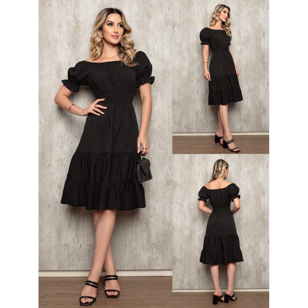 Crepinho Feminino Vestido Lastex, Manga Ombro a Ombro Franzido Na Cintura Visual Leve Para Verão Passeios