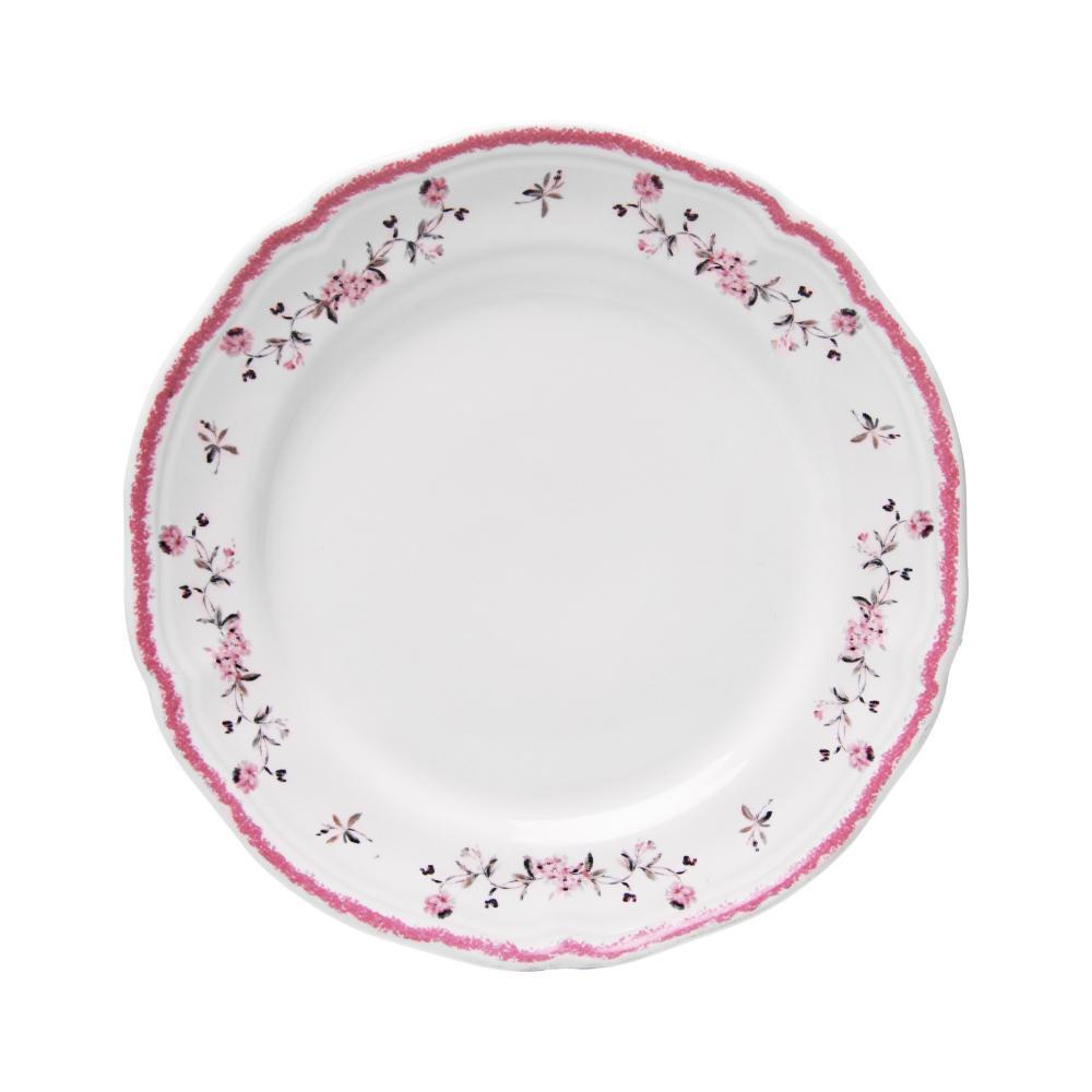 Prato para Sobremesa Florescer 19,5cm Rosa Cerâmica - Wolff