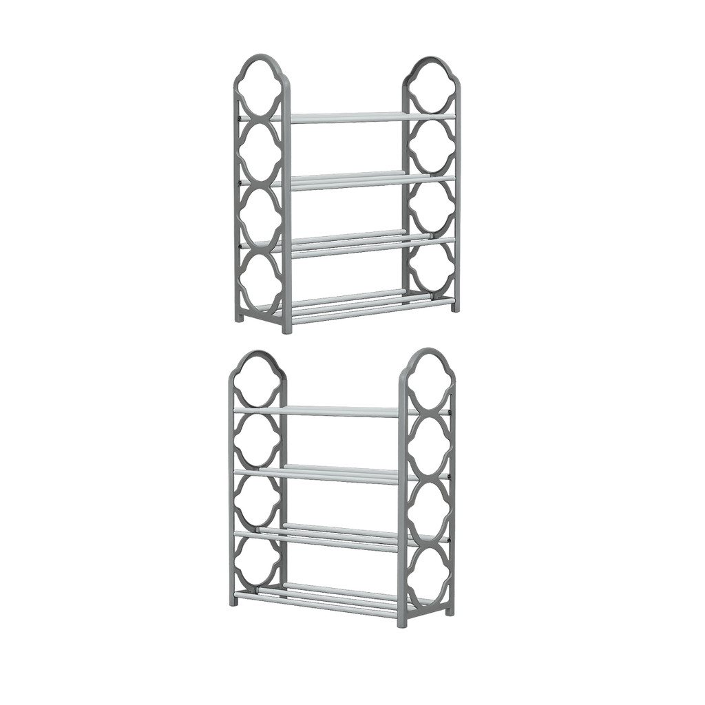 kit 2 Sapateira Multiuso Calçados Lavanderia  Estante Sapatos Apartamento Organizador 4 Andares Gray