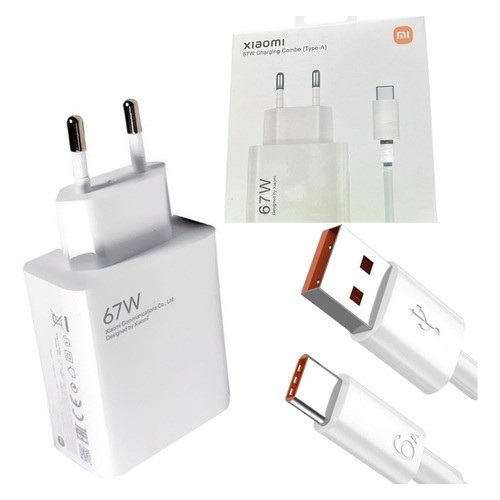 Carregador Turbo 67w P/ Xiaomi Redmi Note 12 Pro poco X5 Pro Cor Branco