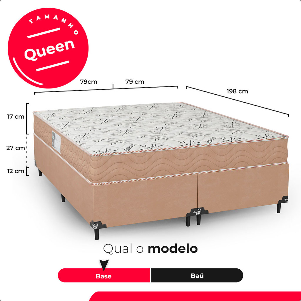 Cama Box Queen Bipartido + Colchão D33 One Face - Suede Bege · foto 2