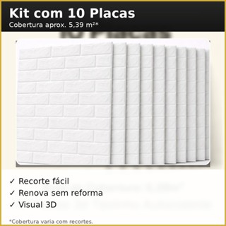 Kit 10 Painel 3D Tijolo Alto Relevo Autocolante 70x77cm Revestimento Parede Adesivo Envio Full em Oferta na Shopee