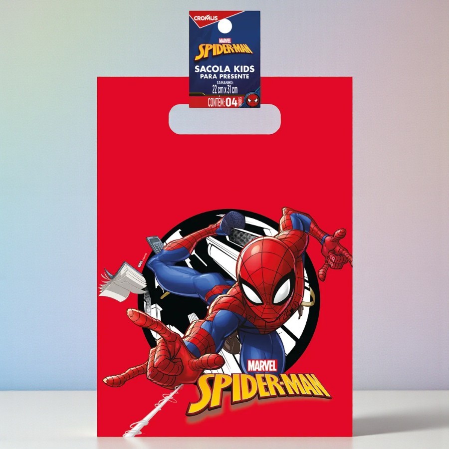 Sacola de Plástico - Homem Aranha - 30x45cm - Disney Original - 4 unidades - Cromus - Rizzo