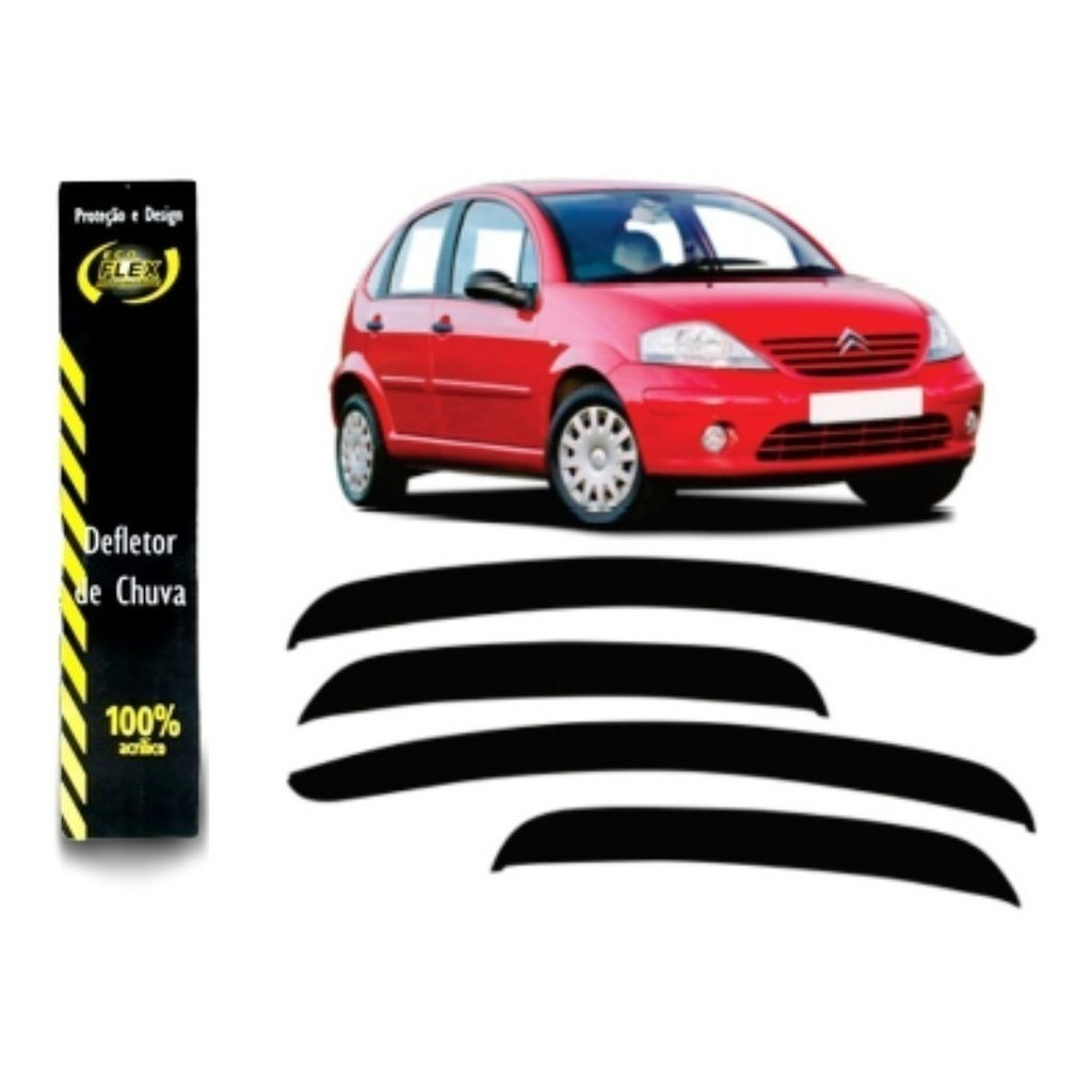 Calha De Chuva Defletor Acrílico [Citroen C3 2003 até 2012] -  Ante Embaçante E Resistente.