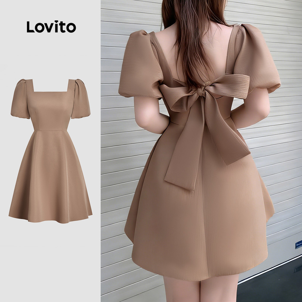 (Elegante) Lovito Vestido com Confortável e Estiloso para Primavera/verão Cor Kh