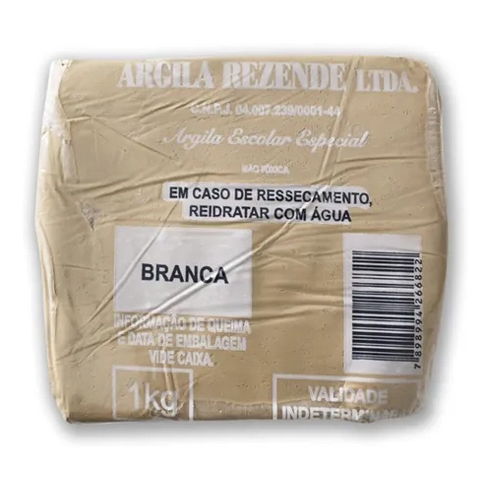 Argila para Modelagem Escolar Branca 1Kg em Oferta na Shopee