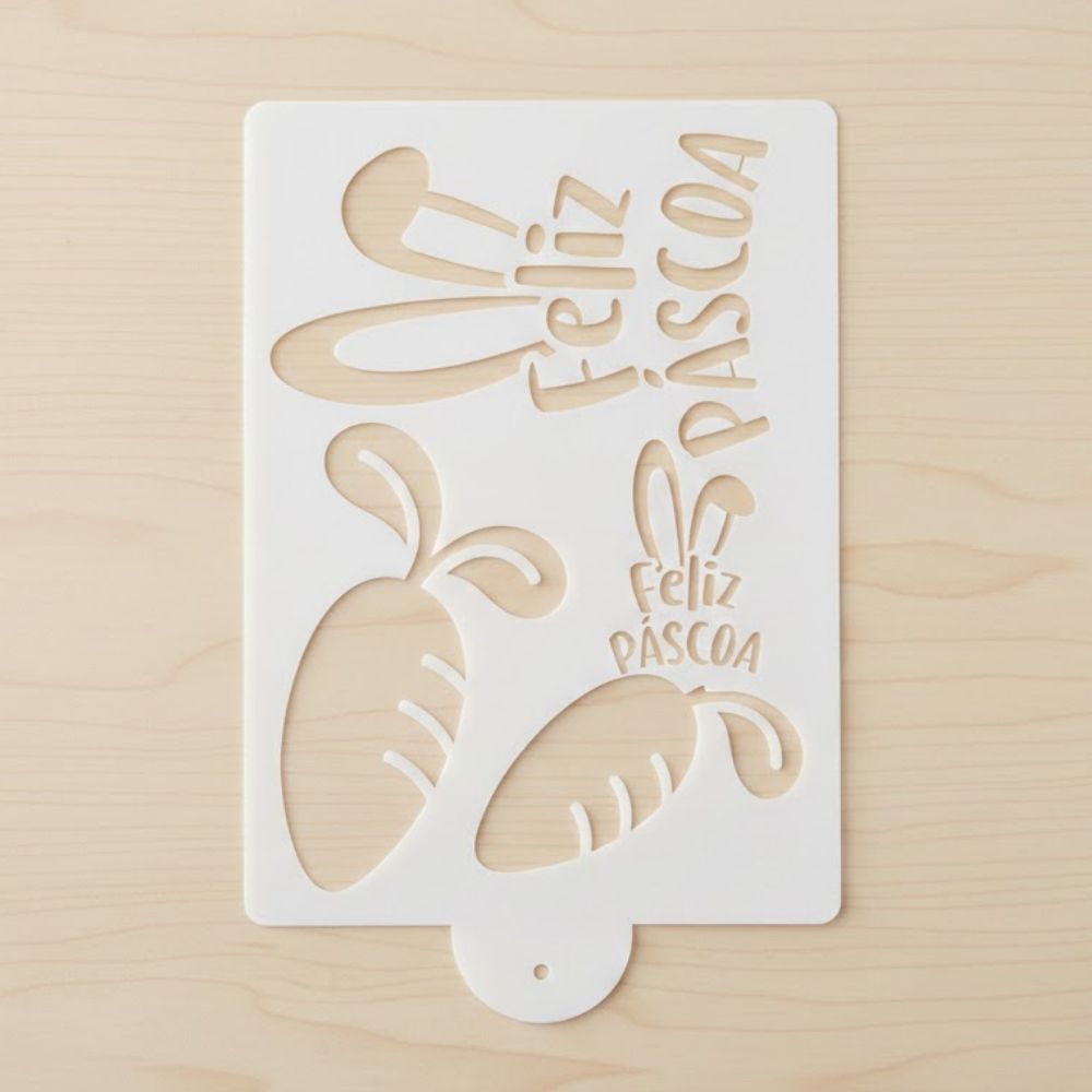 Stencil de Páscoa - Feliz Páscoa Orelhinhas - 15x20cm - 1 unidade - Cromus - Rizzo em Oferta na Shopee