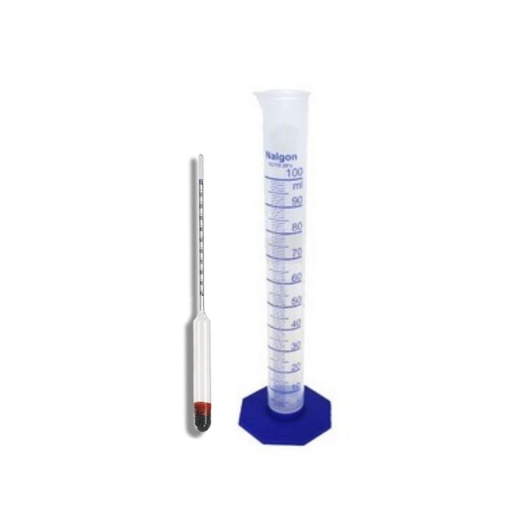 Kit Mini Densímetro + Proveta para cerveja - 100ml