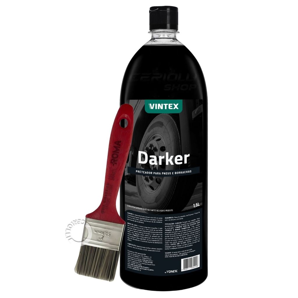 Kit Darker Vintex Pneu Pretinho Automotivo Borracha + Pincel