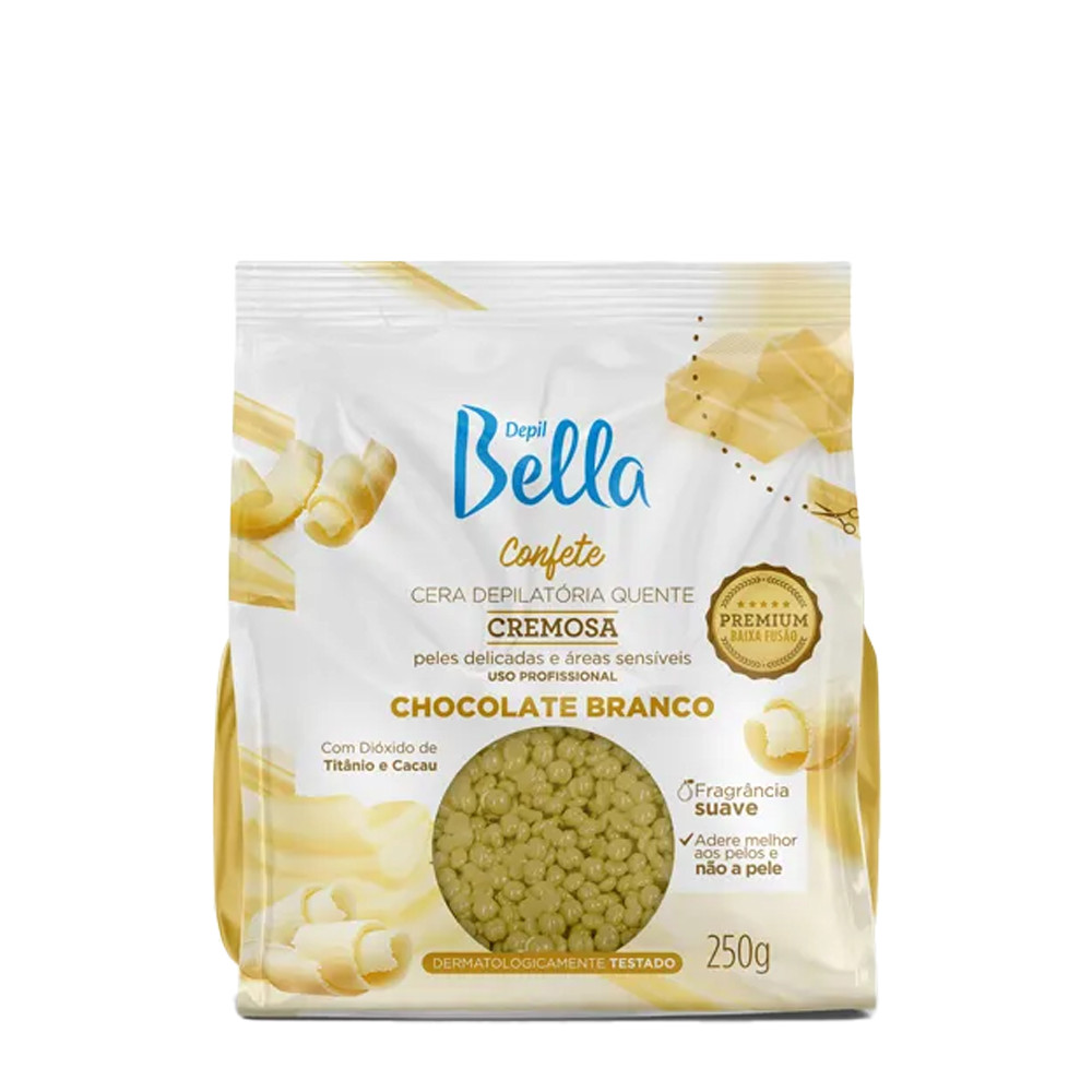 Cera Quente Depilação Confete Chocolate Branco Cremosa 250g Depil Bella