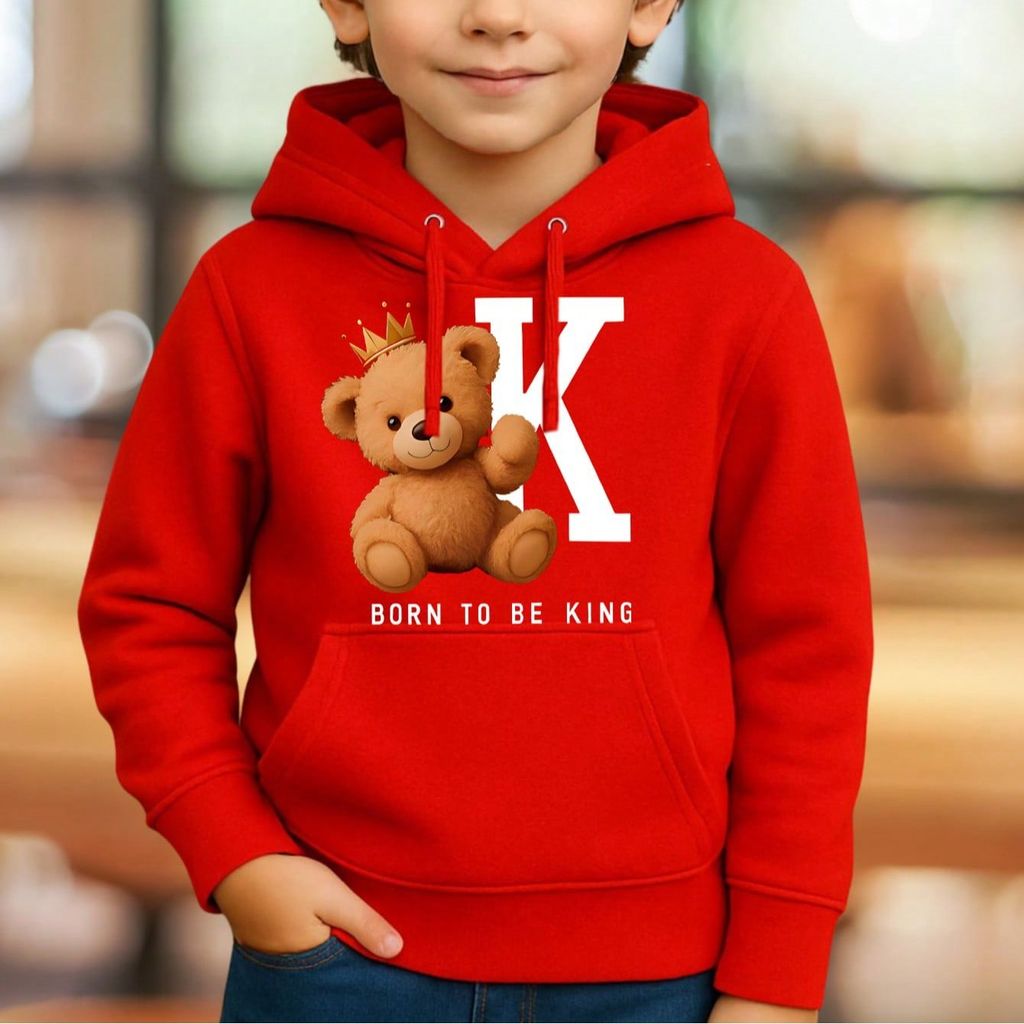 Moletom Infantil Juvenil Ursinho Rei Bolso Canguru Casaco Flanelado Peluciado Blusa de Frio Blusão Premium 2 ao 16