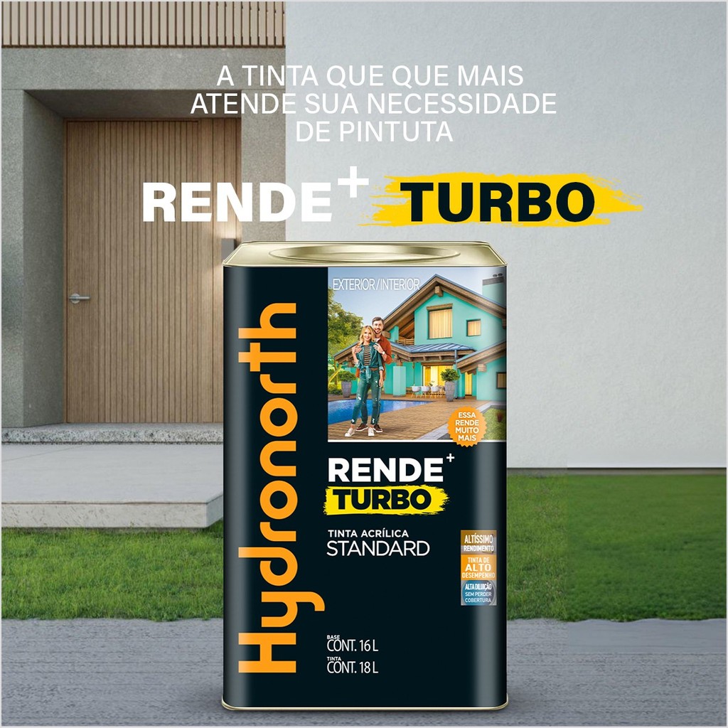 Tinta Acrílica Standart Rende+ Turbo Lata 18 litros Cores Hydronorth