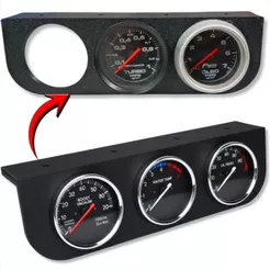 SUPORTE COLUNA PAINEL AUTOMOTIVO UNIVERSAL PARA 3 MANÔMETROS 52MM COMPATÍVEL COM DIVERSOS CARROS