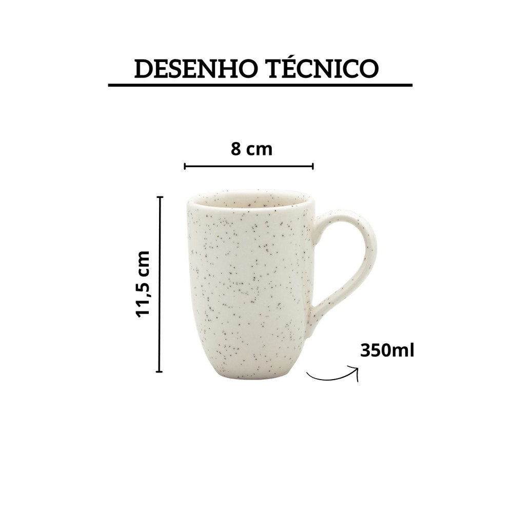 Caneca De Cerâmica 350ml Flat Chuvisco Off White - Oxford Original — imagem 2 de 2