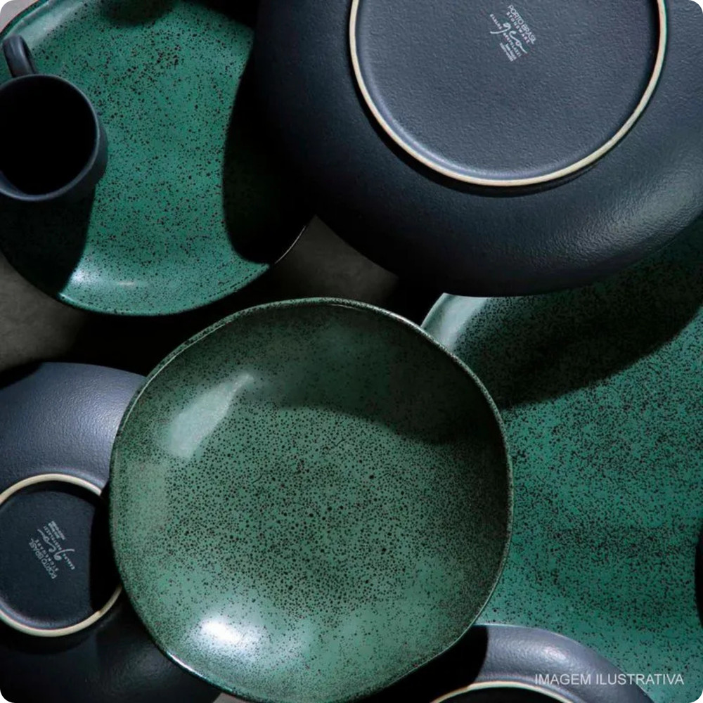 Prato De Sobremesa De Cerâmica Organico Arauco Verde 19,5cm - Porto Brasil Original — imagem 2 de 2