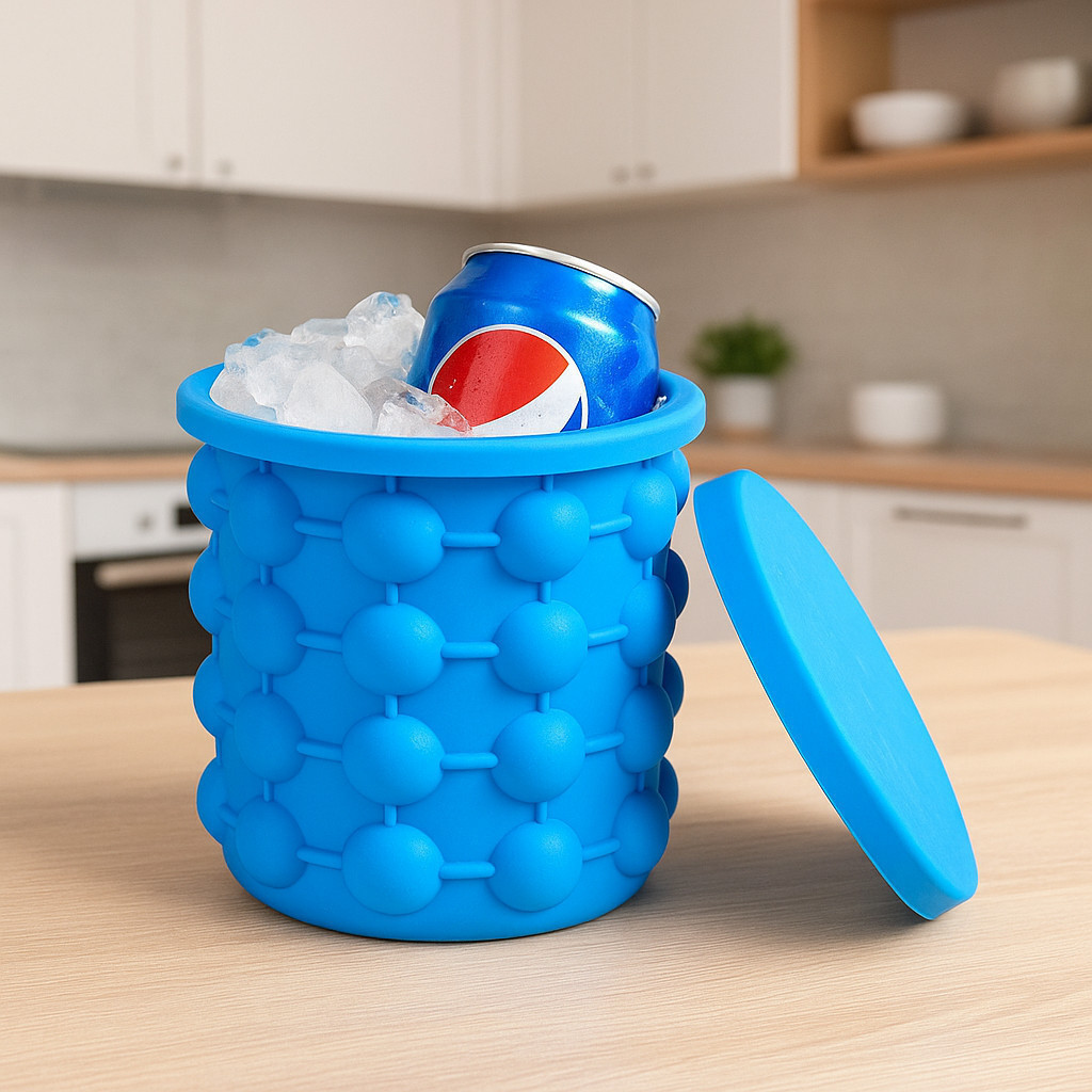 Balde Gelo Silicone Recipiente Pote Drinks Conserva Armazena Vasilha Latas Garrafas Térmico Cubos Camping