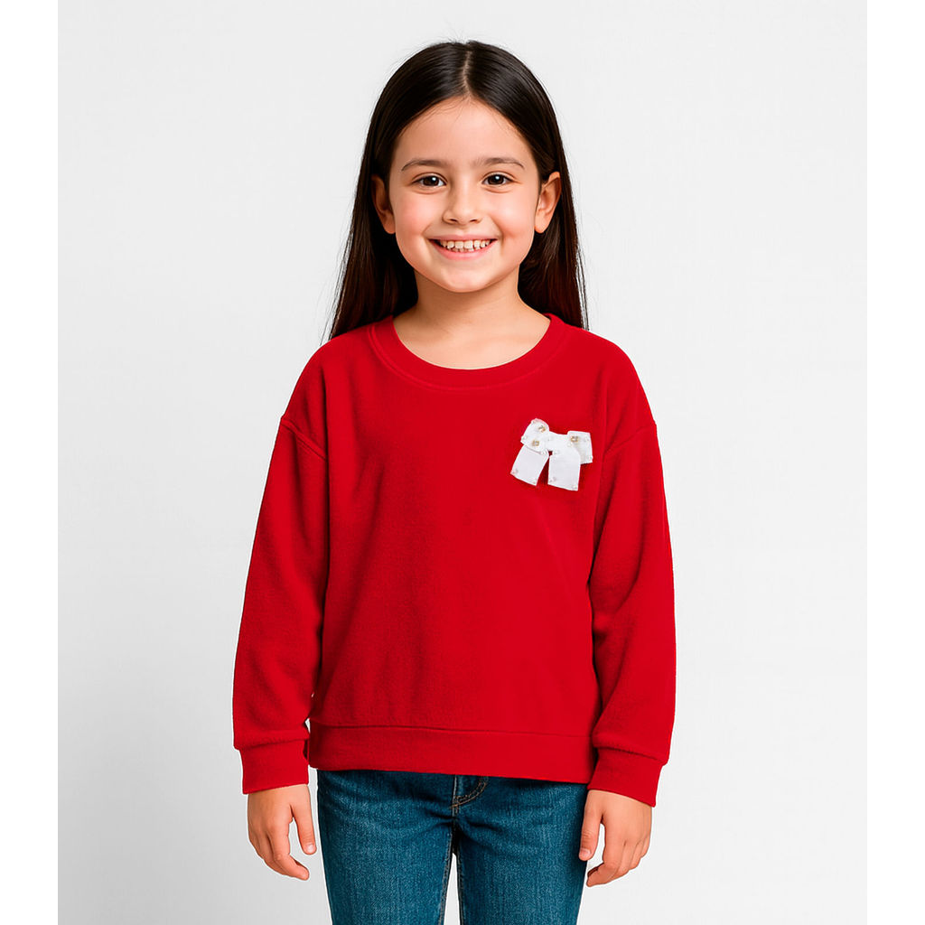 Moletom Infantil Menina Com Laço Infinita Cor Vermelho em Oferta na Shopee