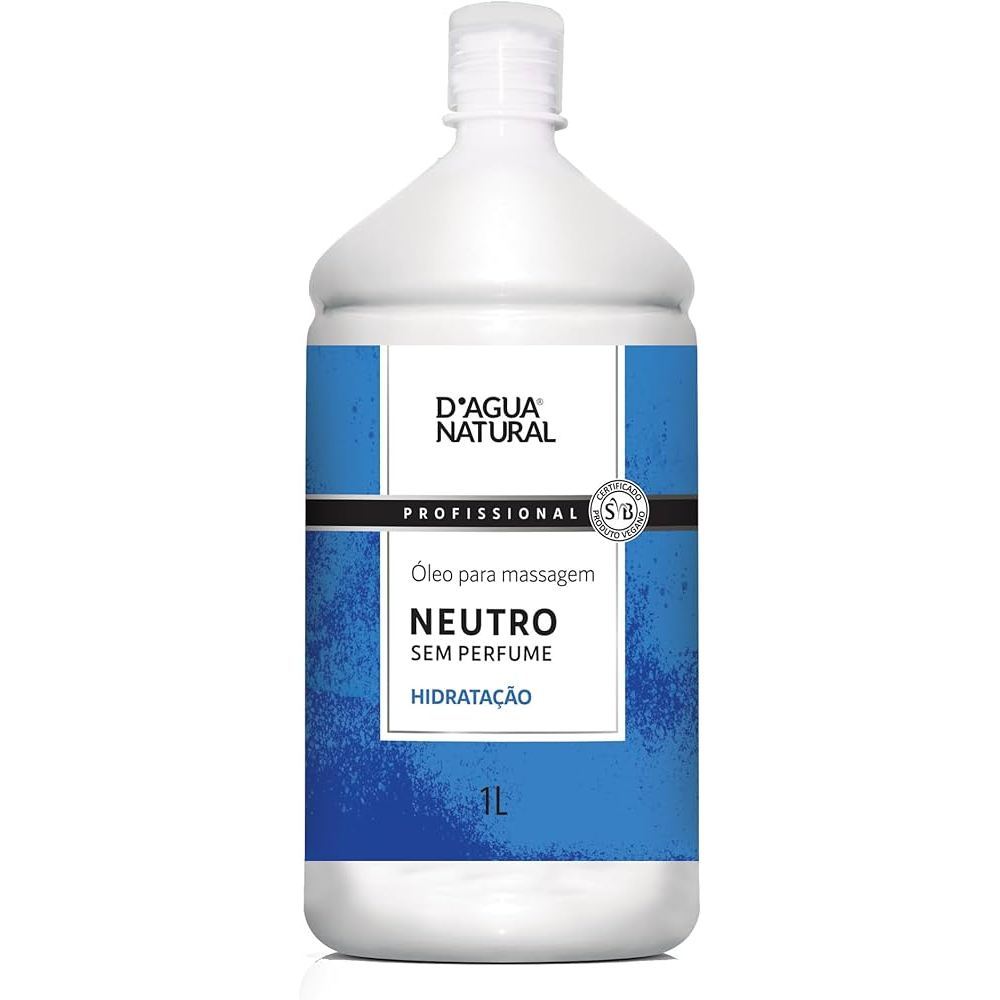 Óleo de Massagem Profissional Neutro Sem Perfume 1L D'agua Natural em Oferta na Shopee