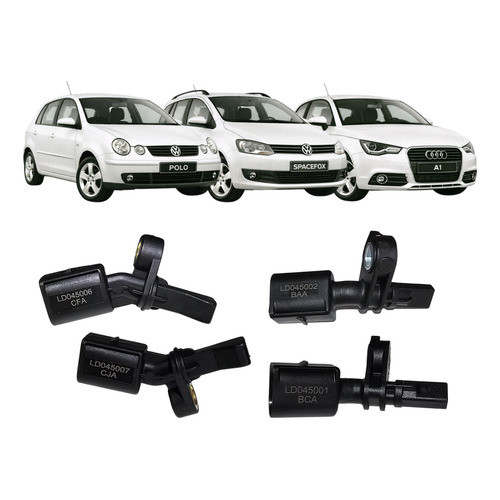 Imagem Kit 4 Sensor Freio Abs Gol Fox Voyage Crossfox Vw Diant/tras