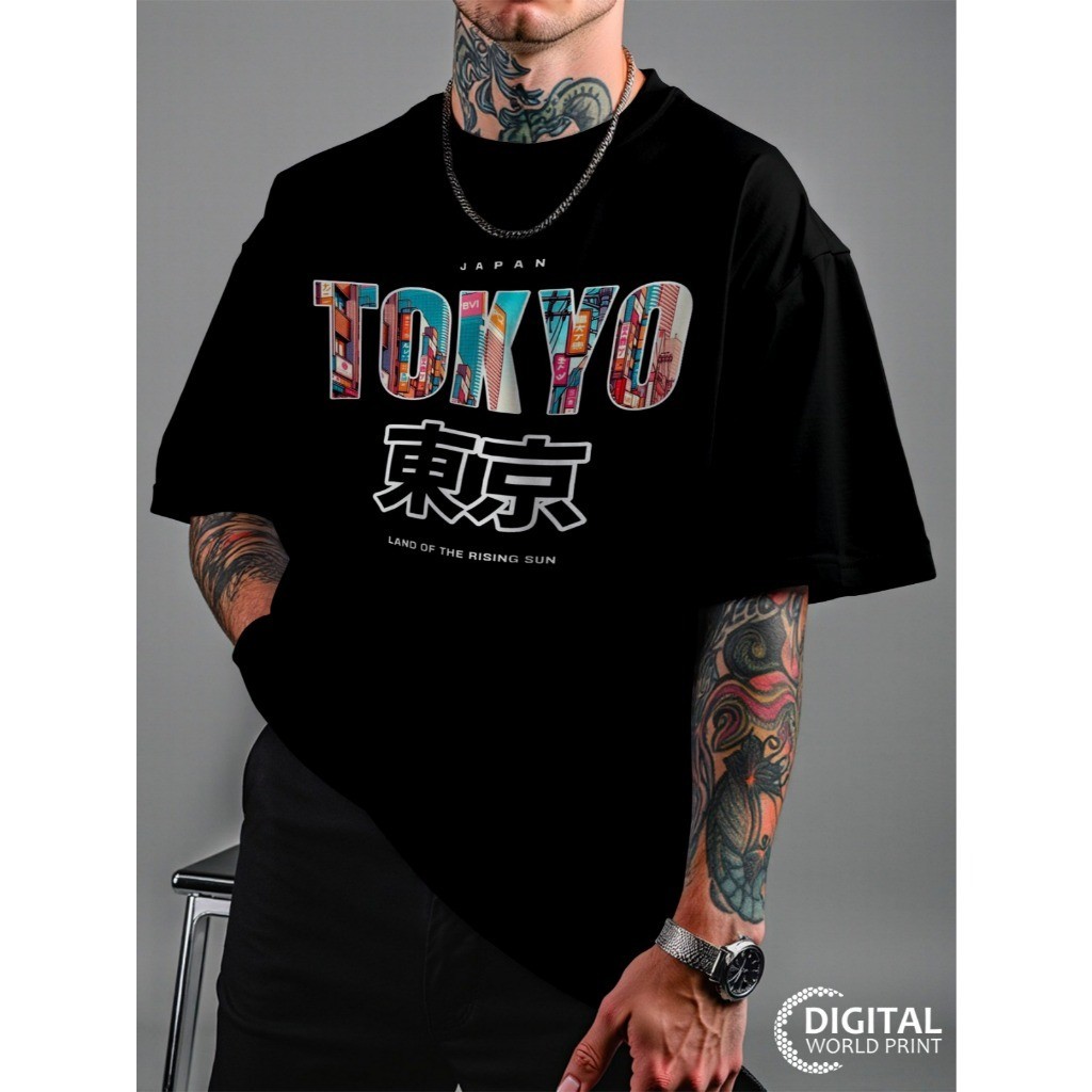 Camiseta  Oversized confortavel Camiseta Oversized Streetwear Premium Tokyo Oriental Dtf Ref3197 Conforto Urbano Casual