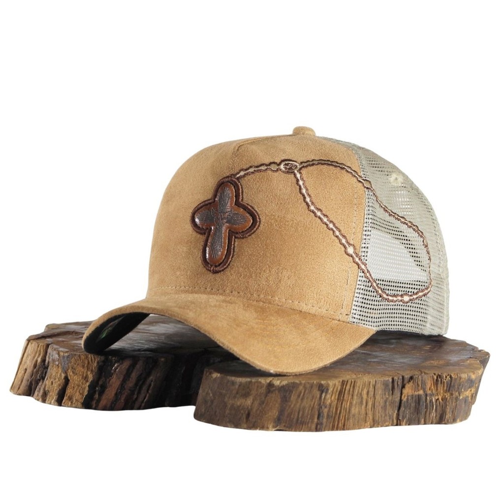 Boné Country Americano Religioso Terço Masculino Feminino Tela Ajustável Estilo Trucker