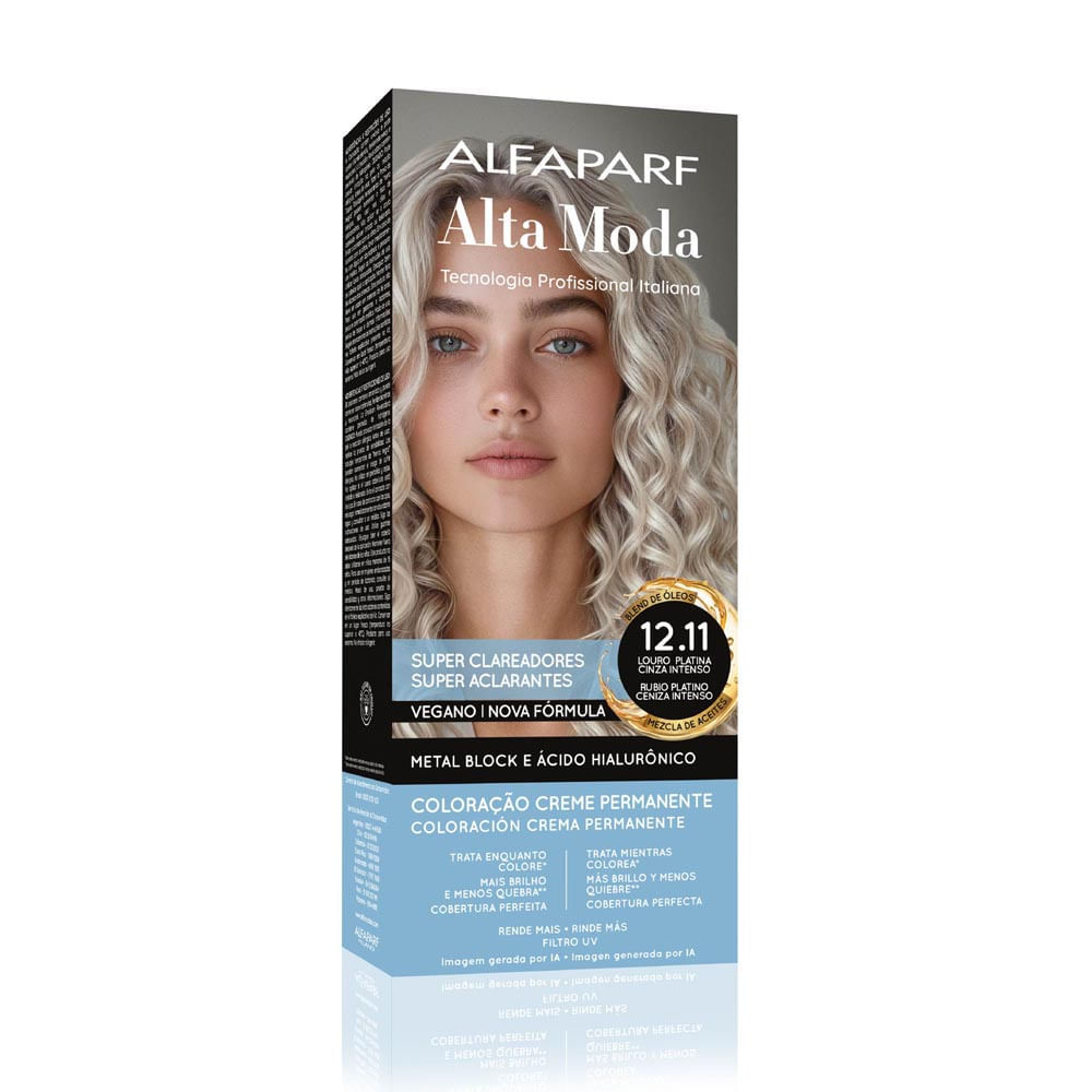 Tintura Creme Alta Moda Alfaparf Louro Platina Cinza Intenso 12.11 em Oferta na Shopee