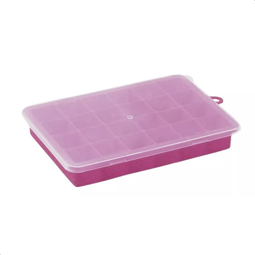 Forma de Silicone Flexível Para Gelo Molde Papinhas Com Tampa 24 Cubos Drinks Sucos Caipirinha Utensílio Cozinha Bar