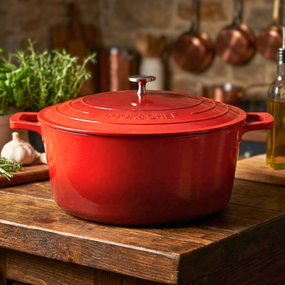 Caçarola Antiaderente Cerâmica Com Tampa Mimo Style Cook Chef 28cm Vermelha Fogão Indução