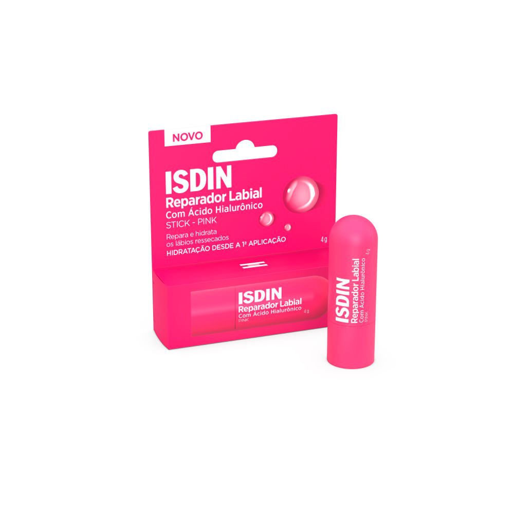 Isdin Reparador Labial Com Ácido Hialurônico Stick Pink 4g em Oferta na Shopee