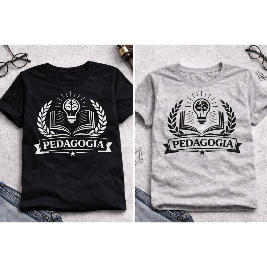 Camiseta Pedagogia Camisa Preta Cinza Masculina e Feminina Educação Professora Professor