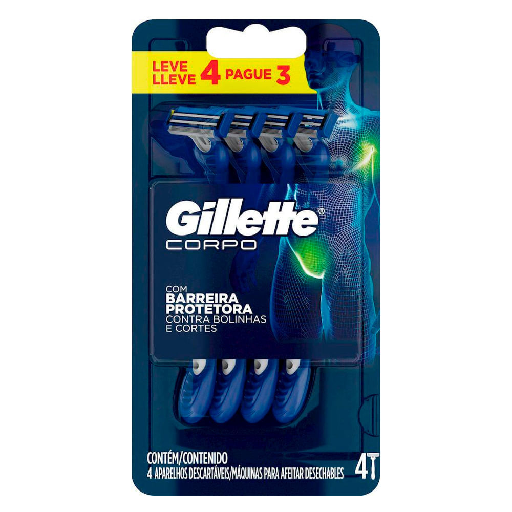 Aparelho De Barbear Gillette Corpo Leve 4 Pague 3