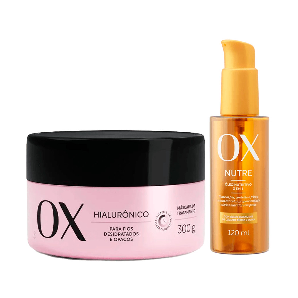 Kit Máscara Ox Hialurônico 300g Mais Óleo Capilar OX Nutritivo 3 Em 1 120ml em Oferta na Shopee