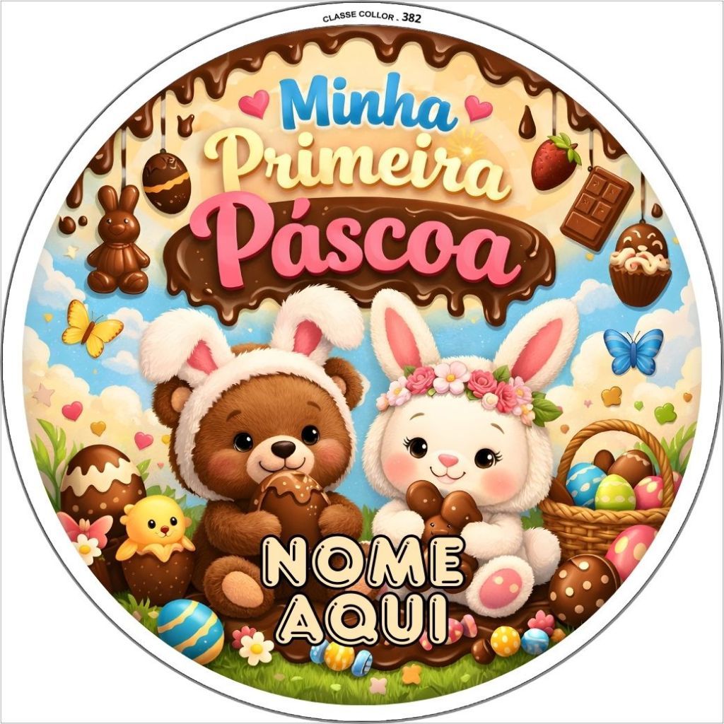 Capa de Painel Redondo 50cm Personalizado com Nome Primeira Páscoa em Oferta na Shopee