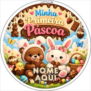 Capa de Painel Redondo 50cm Personalizado com Nome Primeira Páscoa em Oferta na Shopee