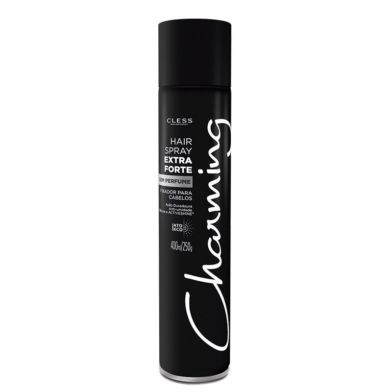 Hair Spray Charming Black Extra Forte Sem Perfume 400ml em Oferta na Shopee