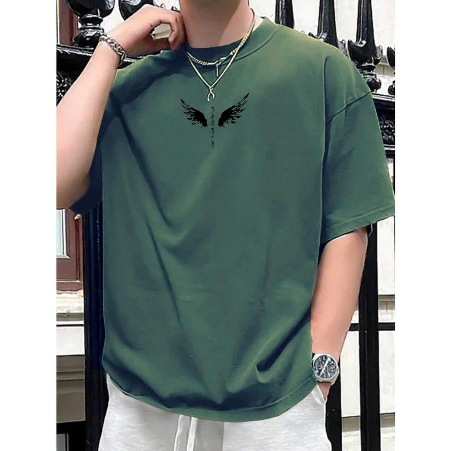 Camiseta Masculina Asas de Anjo Lançamento Camiseta 100% Algodão Camisetão Solta Plus Size Camiseta - R&V Collection