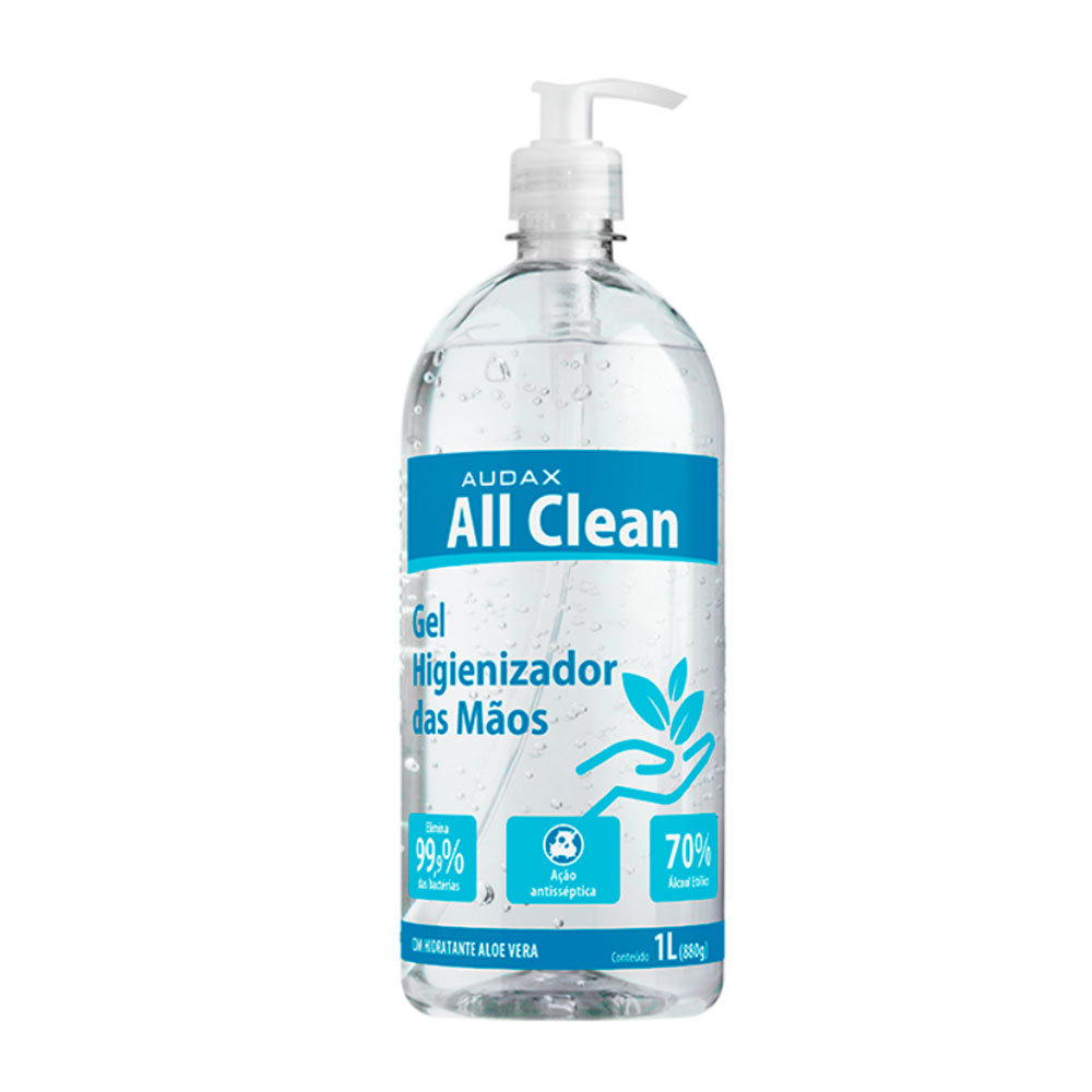 Álcool gel antisséptico 70º All Clean Pump 1 litro Audax Álcool gel antisséptico 70º All Clean Pump 1 litro Audax
