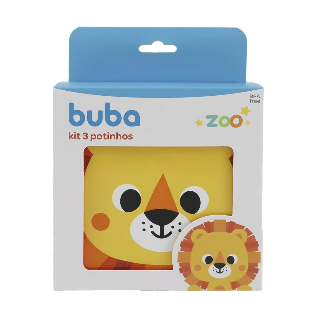 Kit 3 Potes Lancheira Infantil Buba Bubazoo Leão em Oferta na Shopee