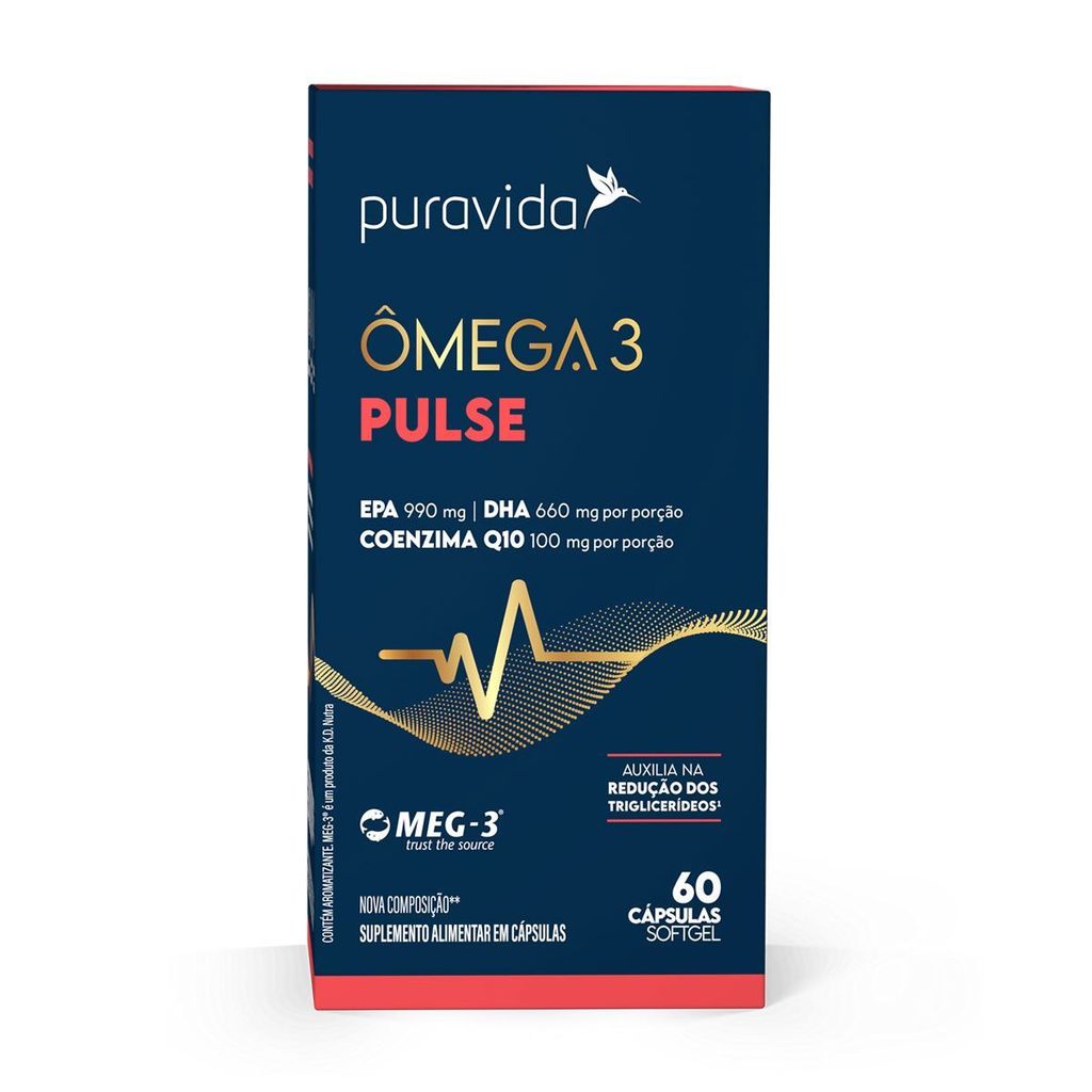 Ômega 3 Pulse Nova Composição - 60 Cápsulas Softgel - Puravida em Oferta na Shopee