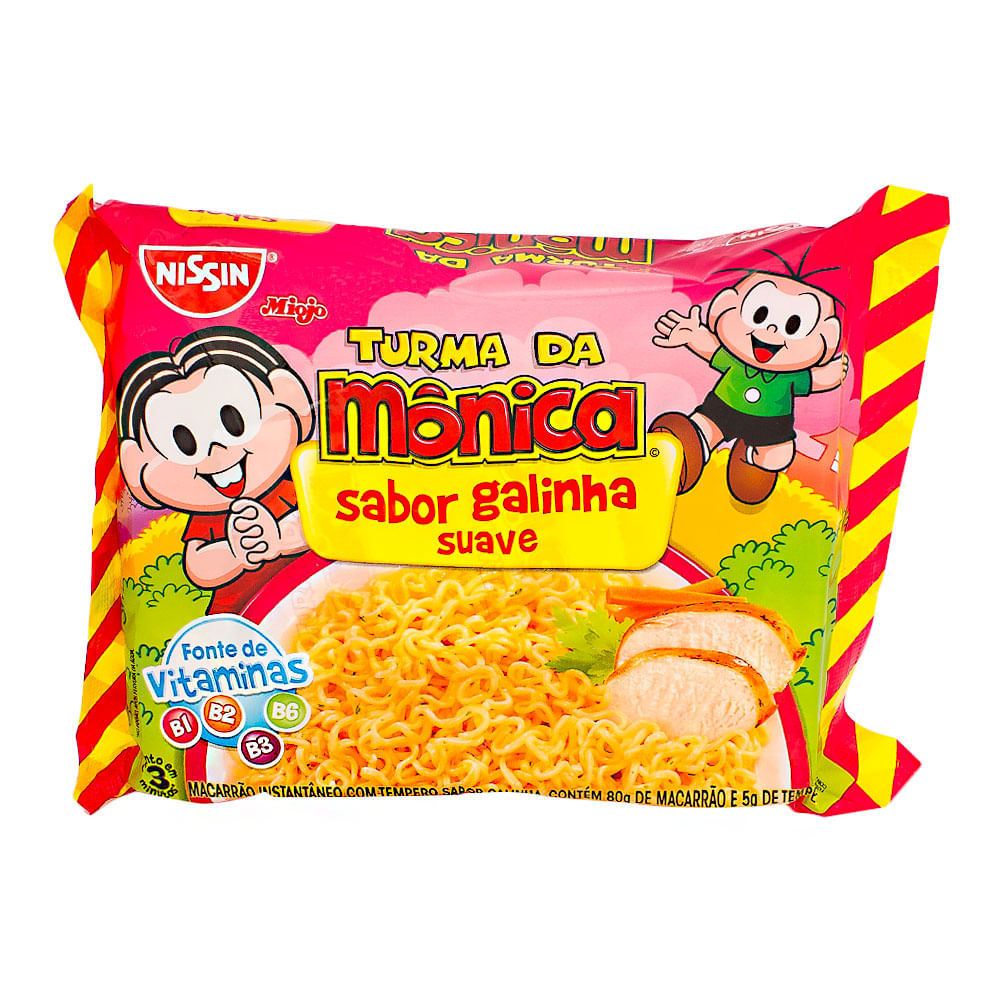 Macarrão Instantâneo Nissin Turma da Mônica Sabor Galinha Suave com 85g em Oferta na Shopee