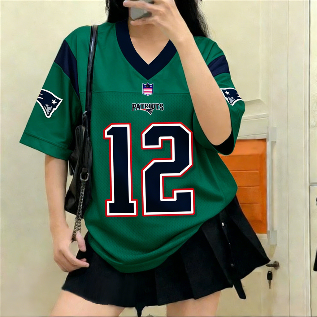 Camisa De Rugby Patriots jersey Futebol Rua hip-hop Grátis Nome Personalizado Números retro Impresso Com Decote Em V Man